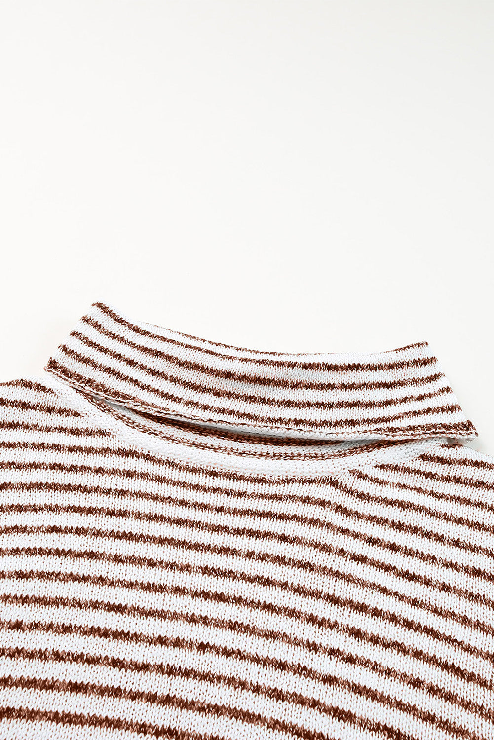 Brown Striped Turtleneck Loose Sweater-yoyobikini