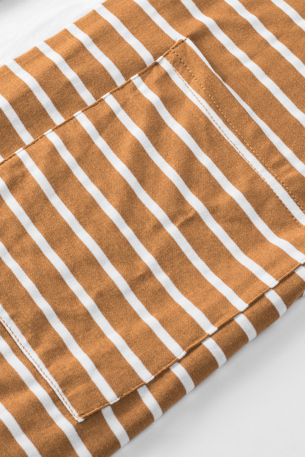 Brown Striped Side Pockets Open Front Cardigan-yoyobikini