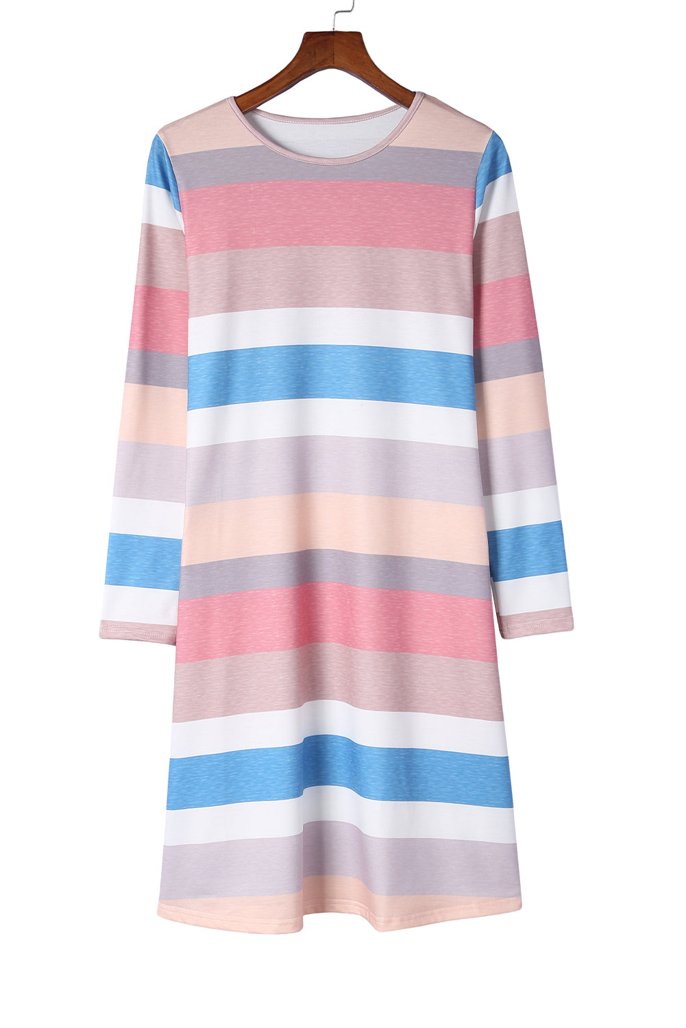 Rainbow Long Sleeve Stripes Mini Dress-yoyobikini
