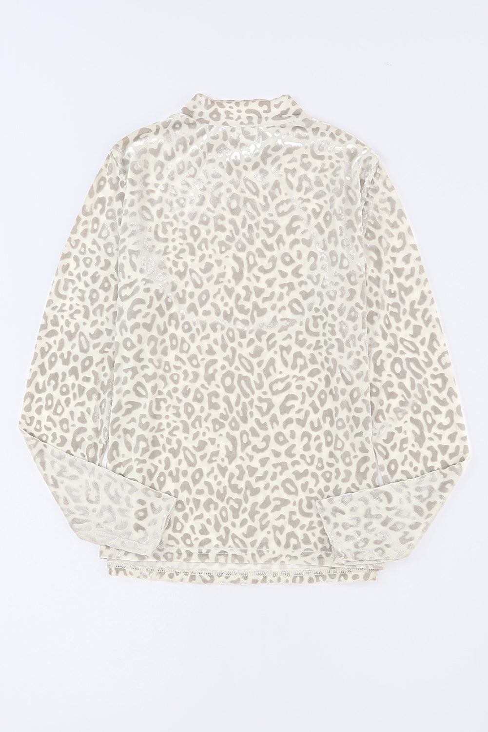 Leopard Frill High Neck Shiny Long Sleeve Top-yoyobikini