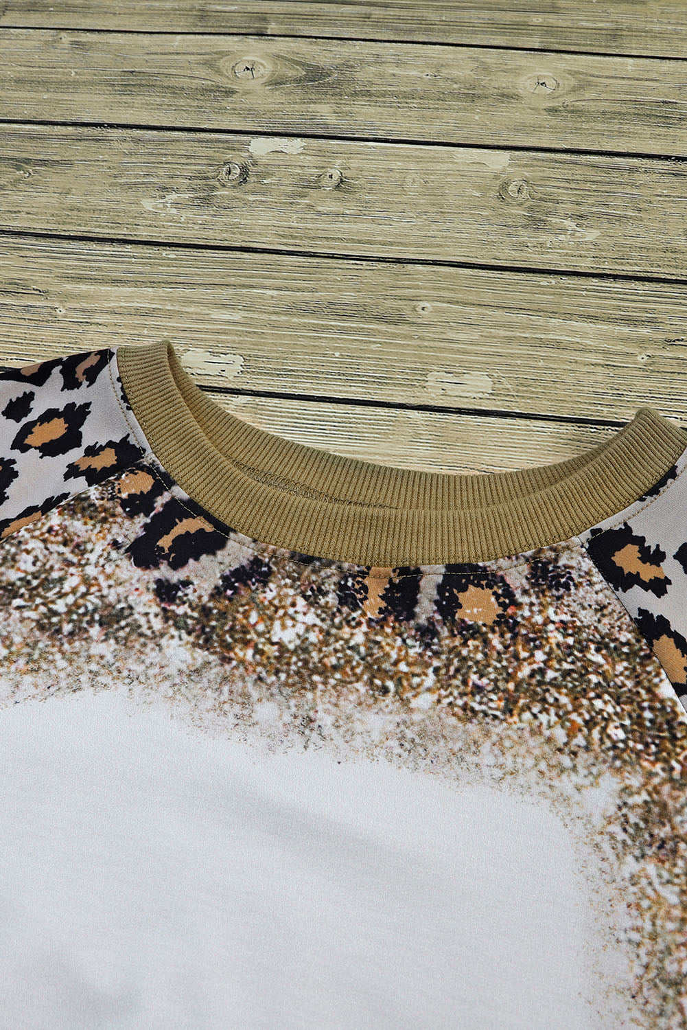 Leopard Print Bleached Long Sleeve Top-yoyobikini
