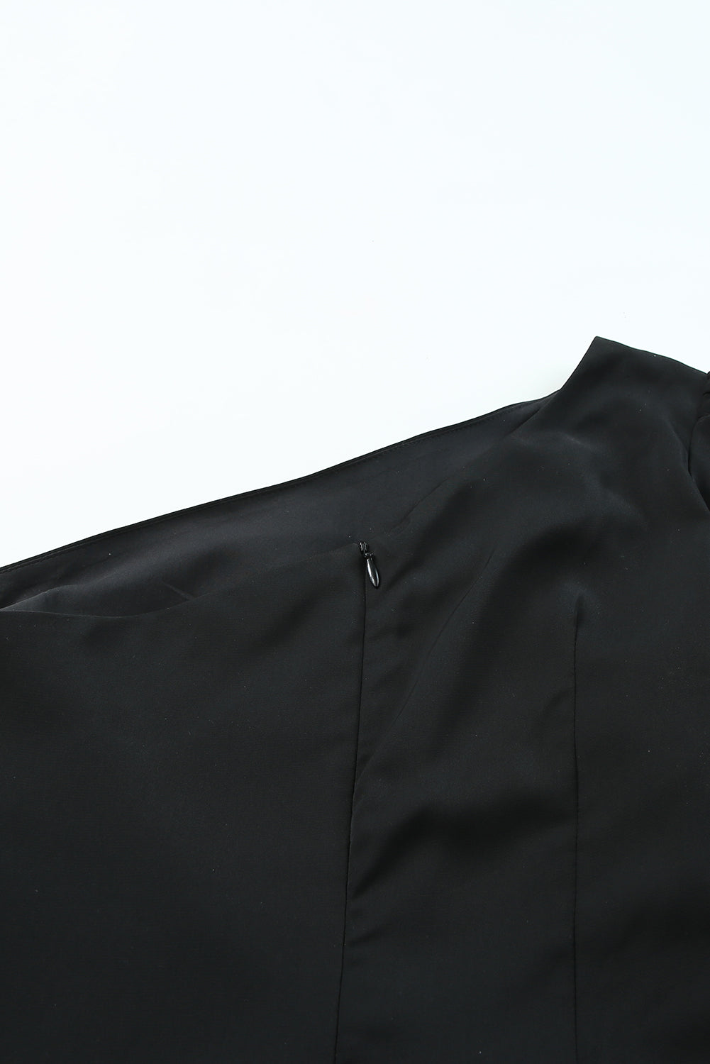 Black Single Short Sleeve Ruched Bodycon Dress-yoyobikini