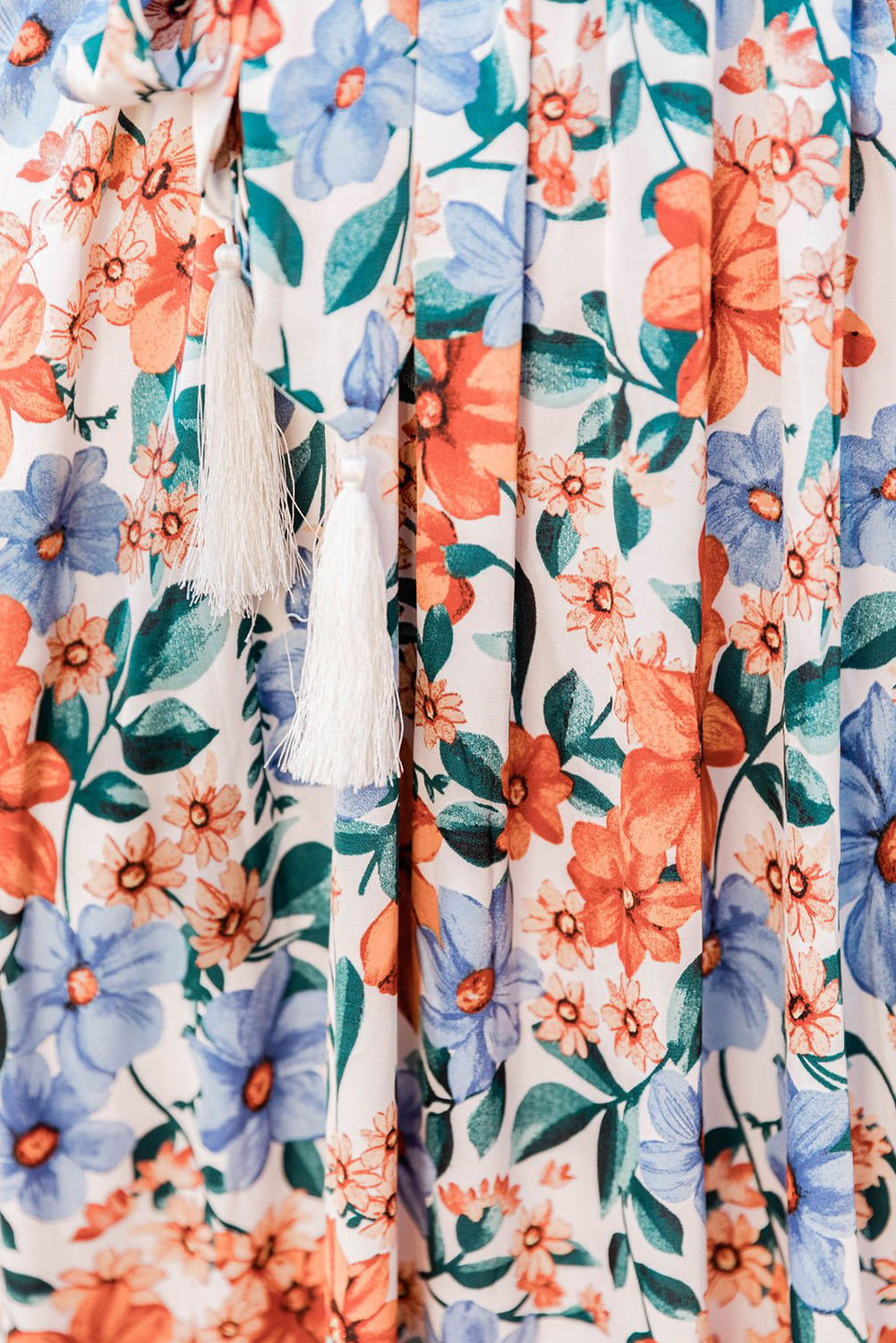 Sky Blue Floral Print Wrap Belted Maxi Dress-yoyobikini