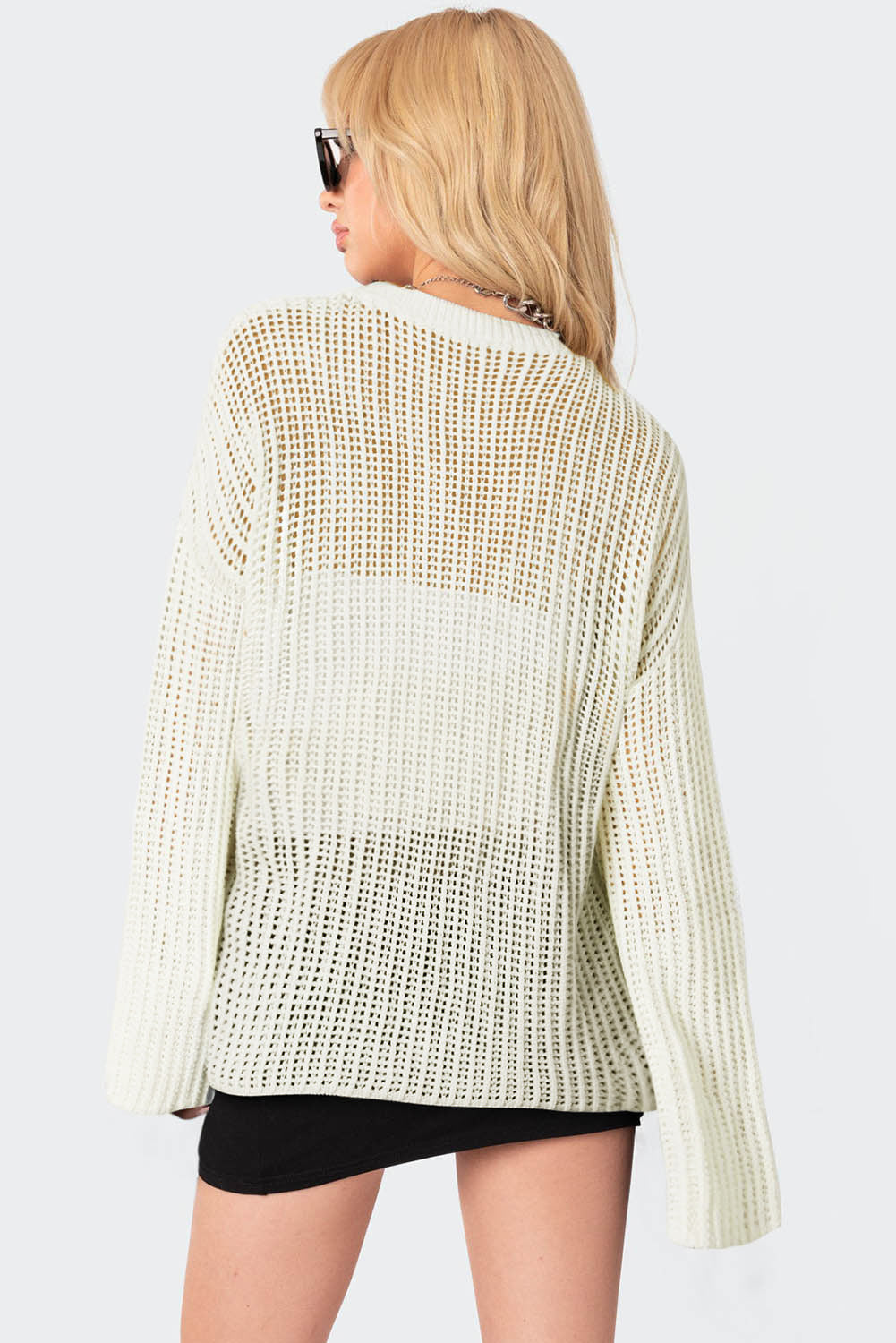 White Seeing Stars Oversized Sweater-yoyobikini