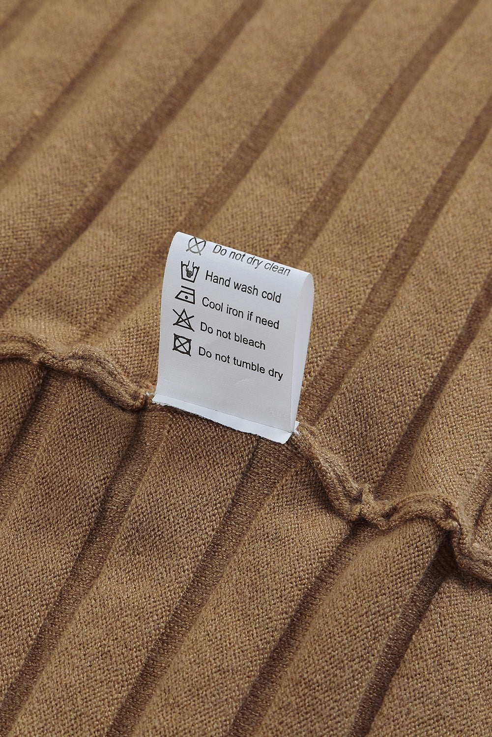 Brown Ribbed Open Front Knit Cardigan-yoyobikini