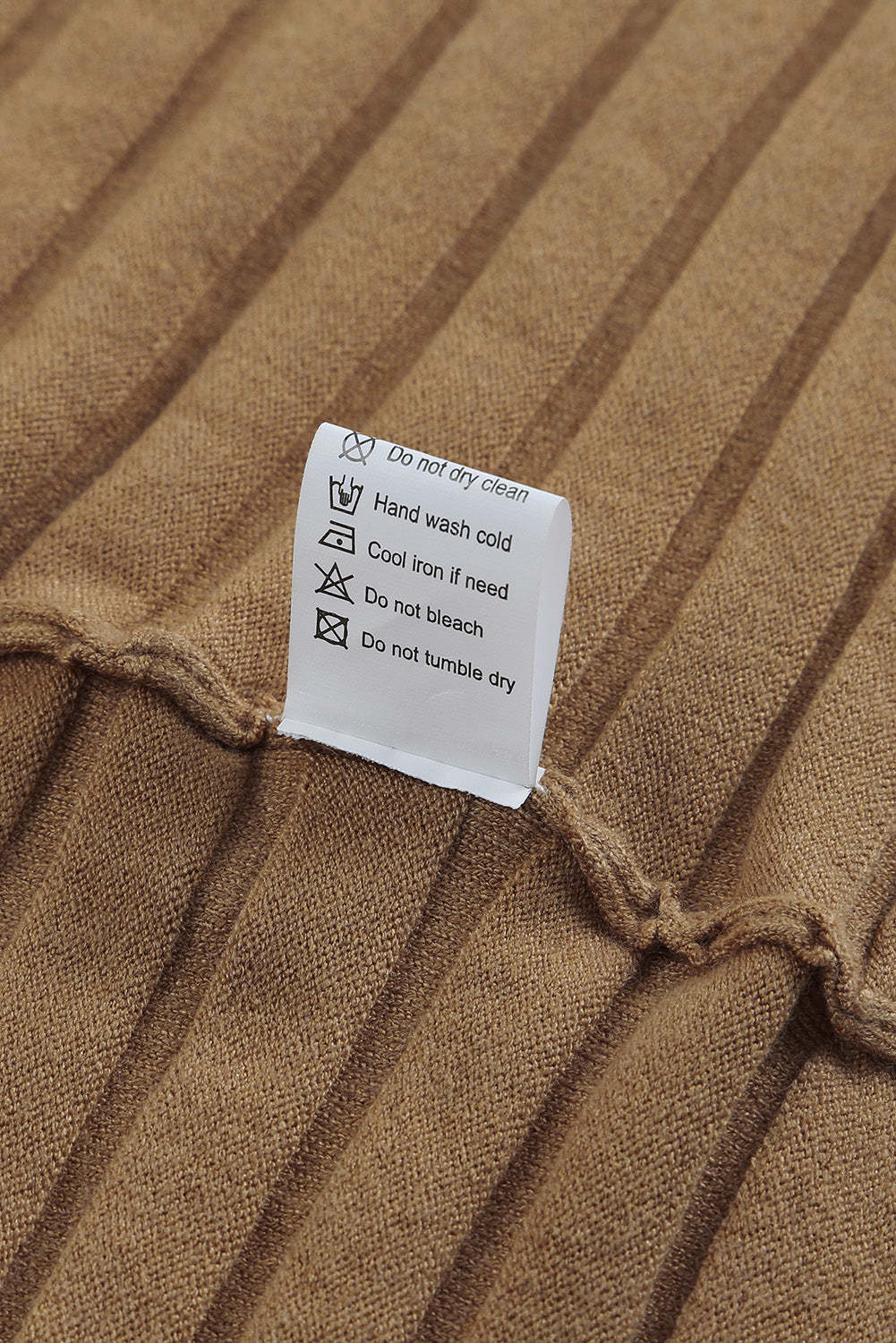 Brown Ribbed Open Front Knit Cardigan-yoyobikini