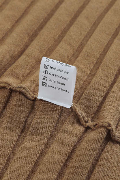 Brown Ribbed Open Front Knit Cardigan-yoyobikini