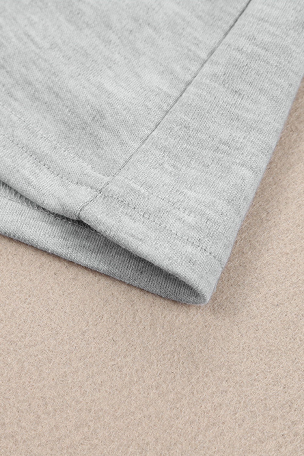 Gray Plain Crew Neck Long Sleeve Top-yoyobikini