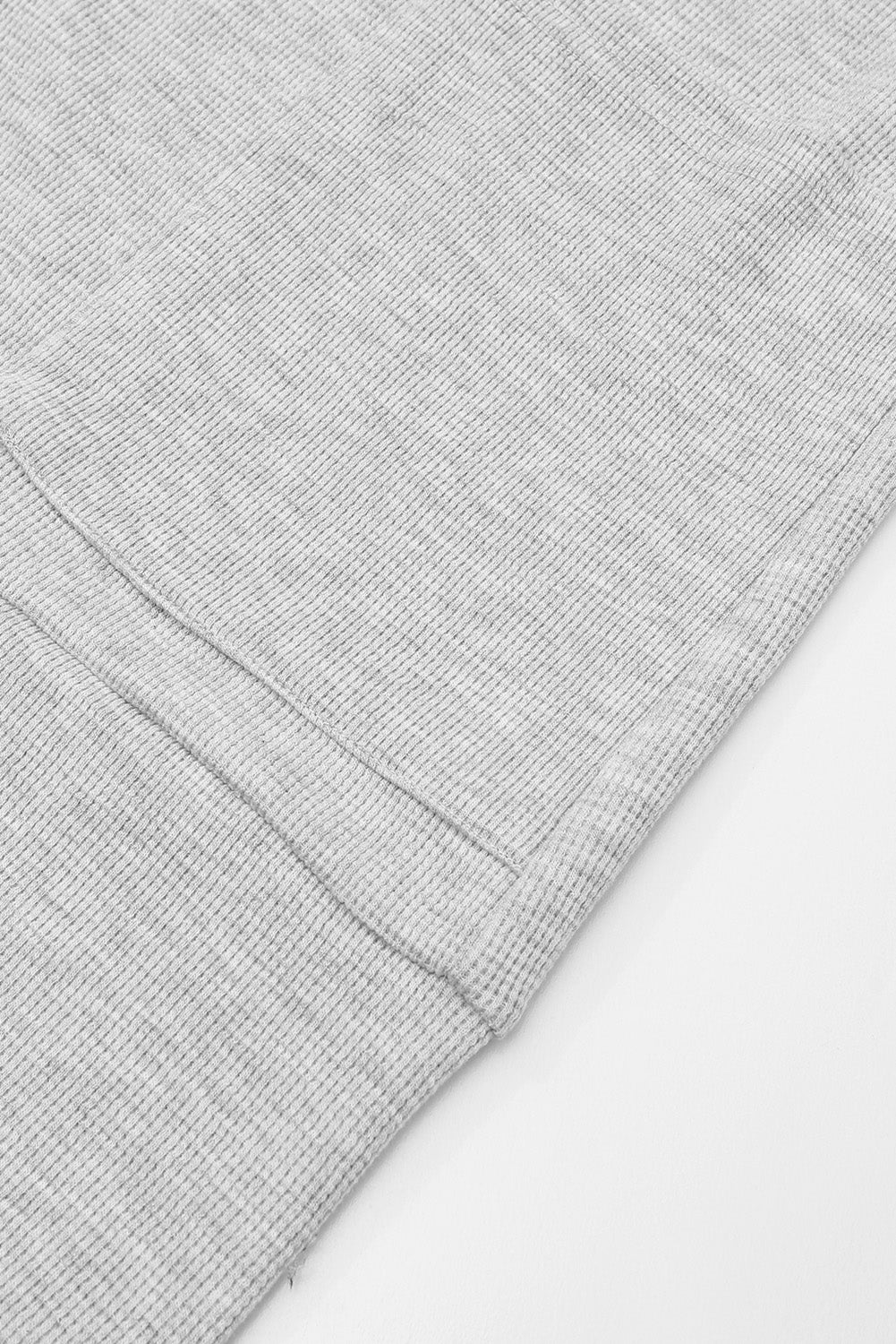 Light Gray Thermal Waffle Knit Pocketed Cardigan-yoyobikini