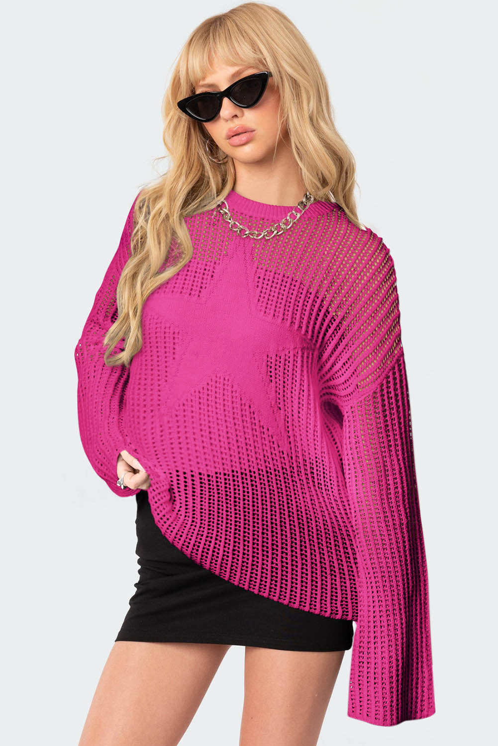 Rose Seeing Stars Oversized Sweater-yoyobikini