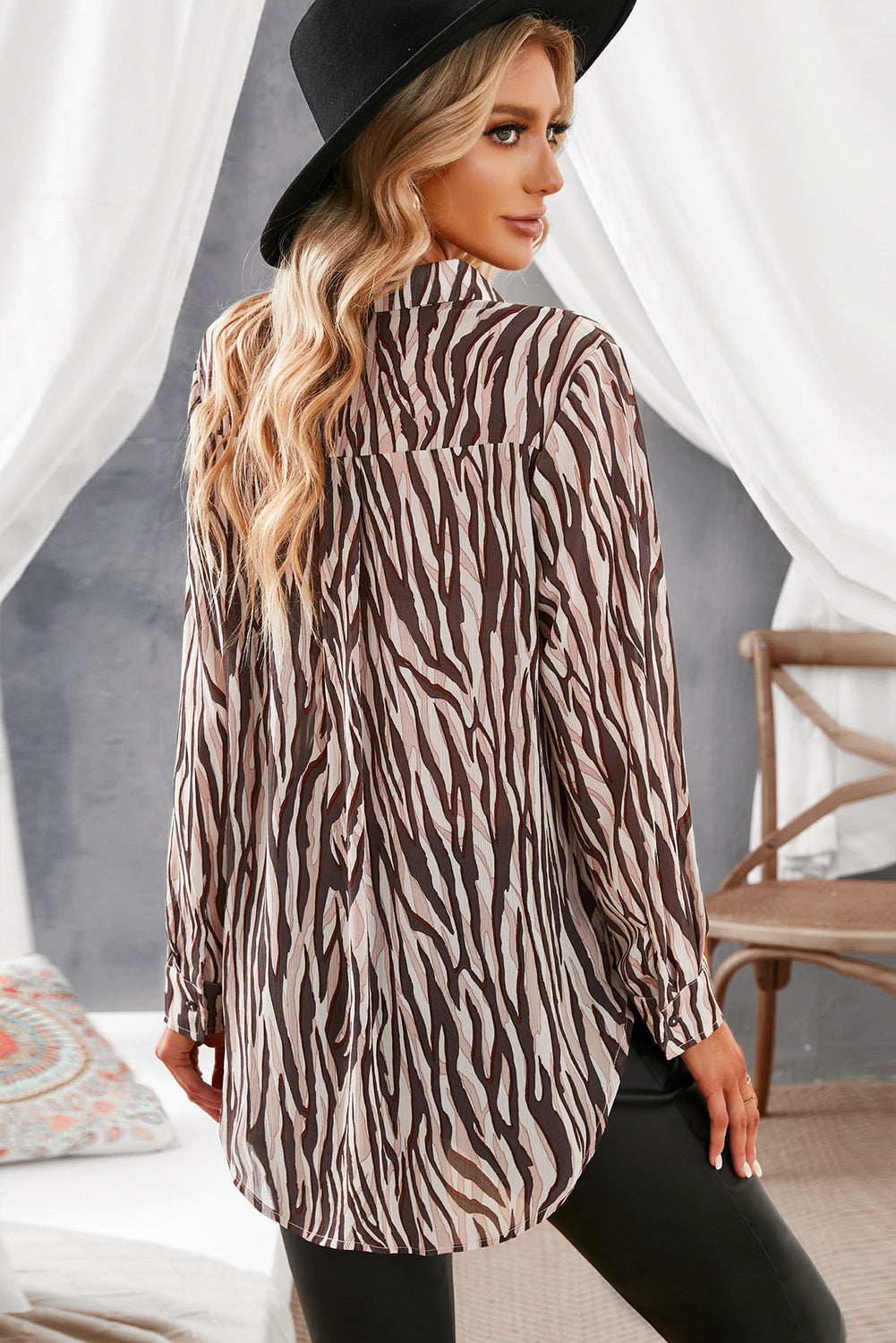 Animal Print Buttons Shirt-yoyobikini