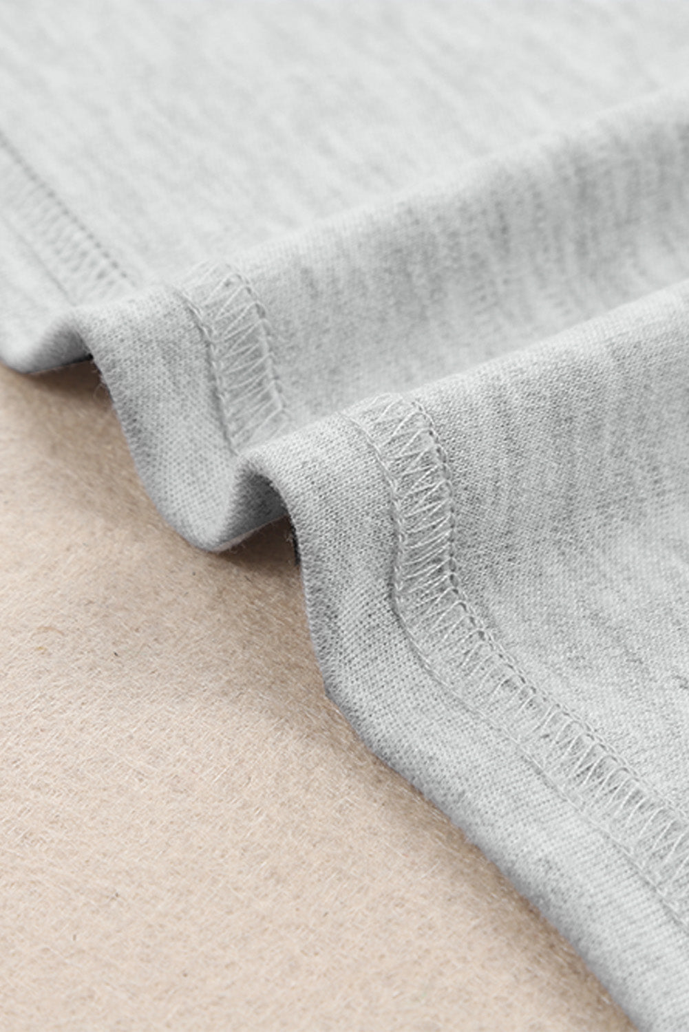 Gray Plain Crew Neck Long Sleeve Top-yoyobikini