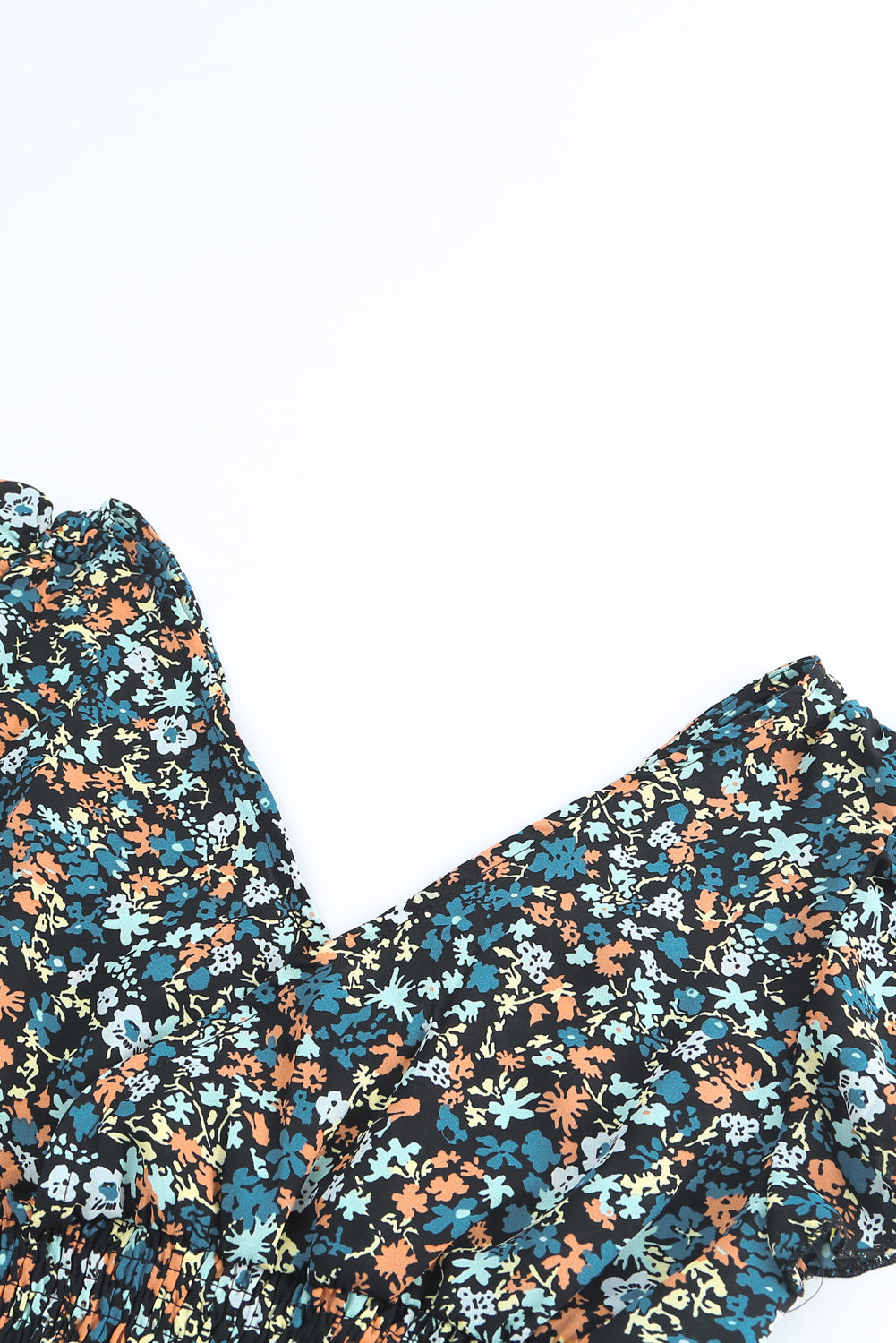 Multicolor Floral Ruffled Crop Top and Maxi Skirt Set-yoyobikini