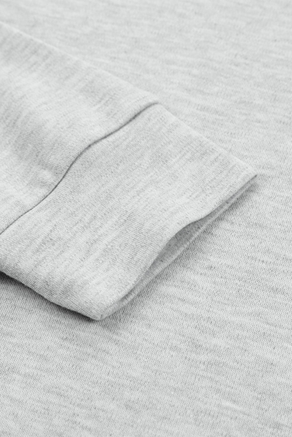 Gray Plain Crew Neck Long Sleeve Top-yoyobikini