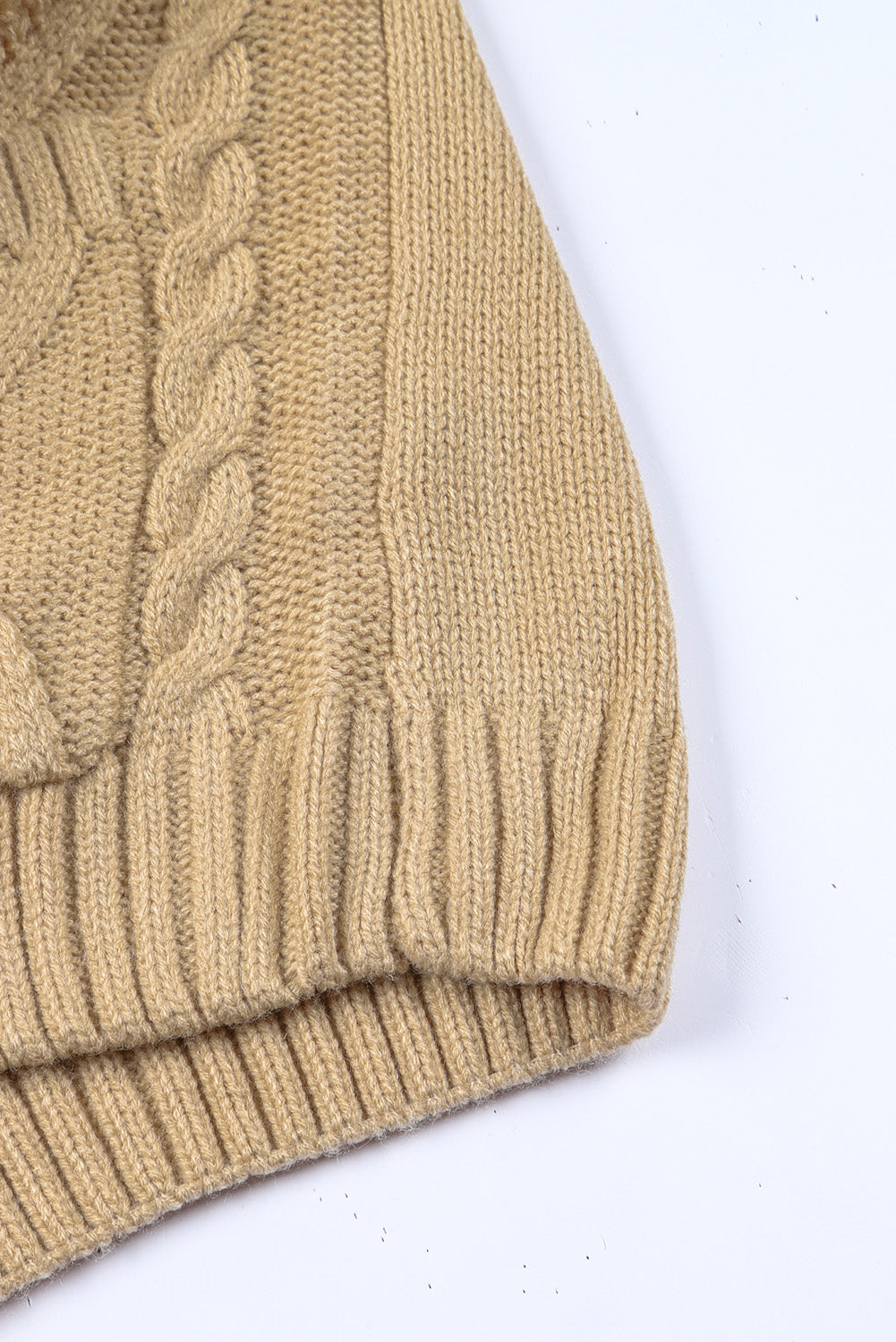 Beige Front Pockets Buttons Textured Cardigan-yoyobikini