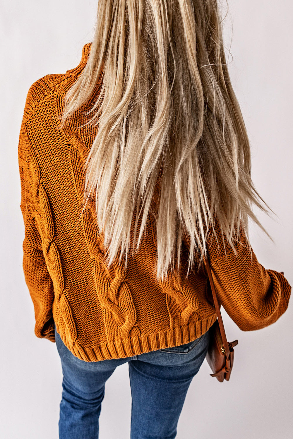 Cuddle Weather Cable Knit Handmade Turtleneck Sweater-yoyobikini
