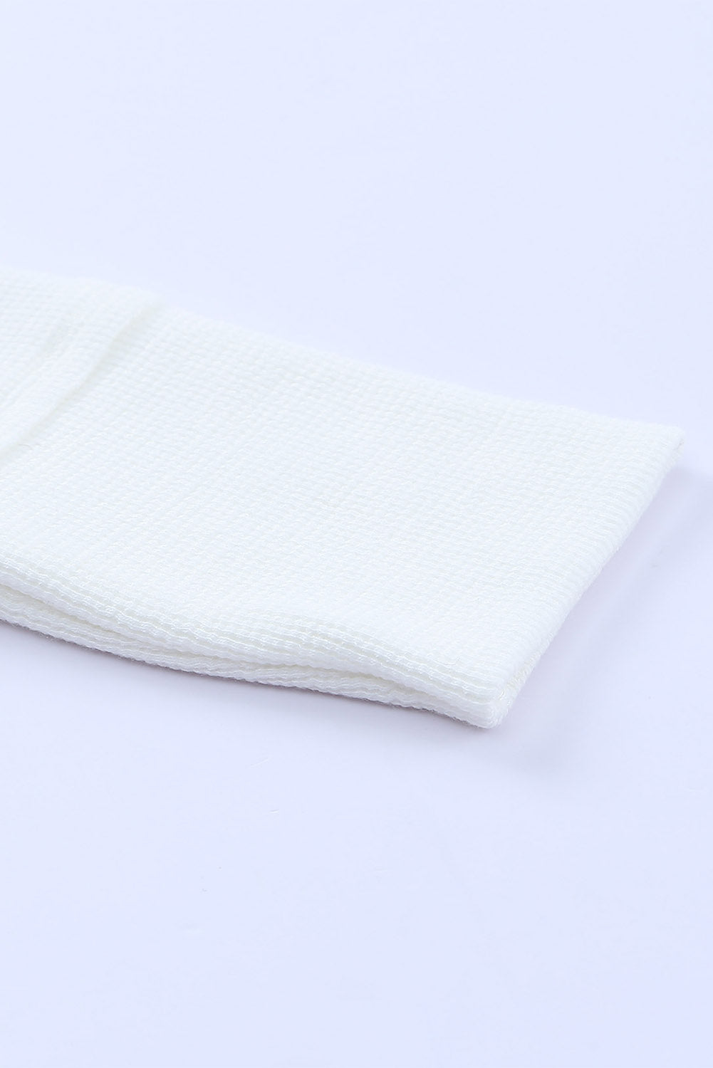 White Waffle Knit Henley Top-yoyobikini
