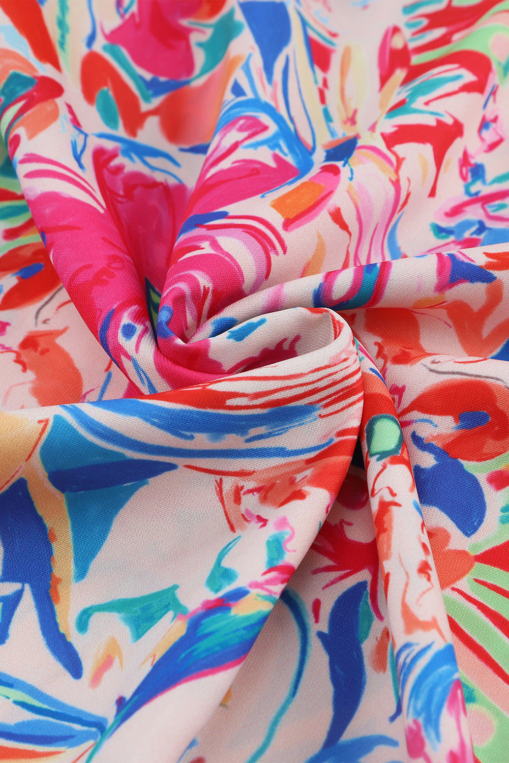 Multicolor Abstract Striped Patchwork Ruffled Short Sleeve Blouse-yoyobikini
