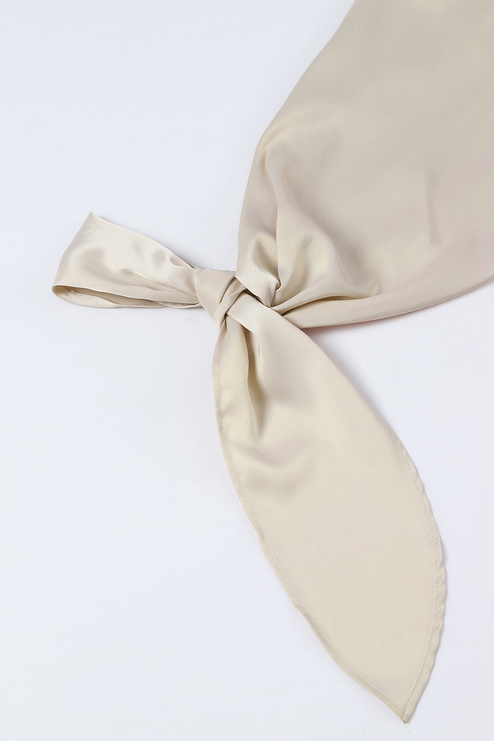 Apricot Satin Wrap Tie Side Boat Neck Long Sleeve Dress-yoyobikini