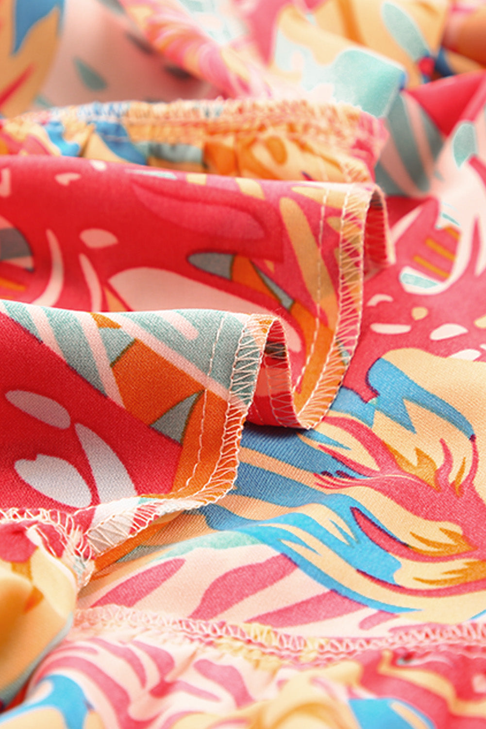 Multicolor Vibrant Tropical Print Smocked Ruffle Tiered Maxi Dress-yoyobikini