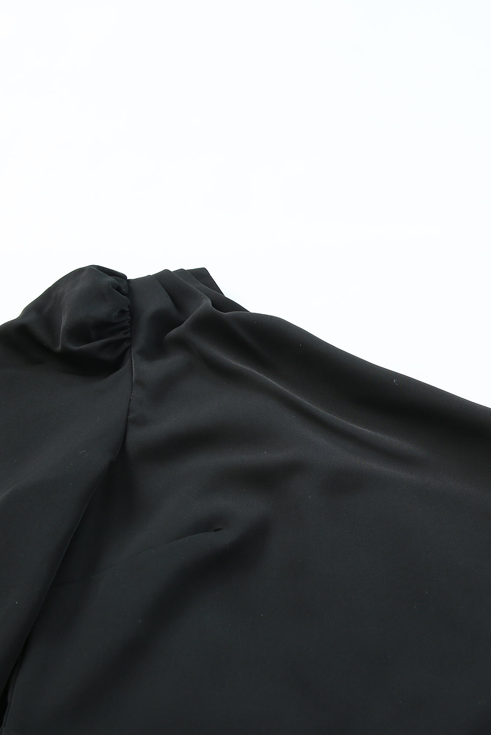 Black Single Short Sleeve Ruched Bodycon Dress-yoyobikini