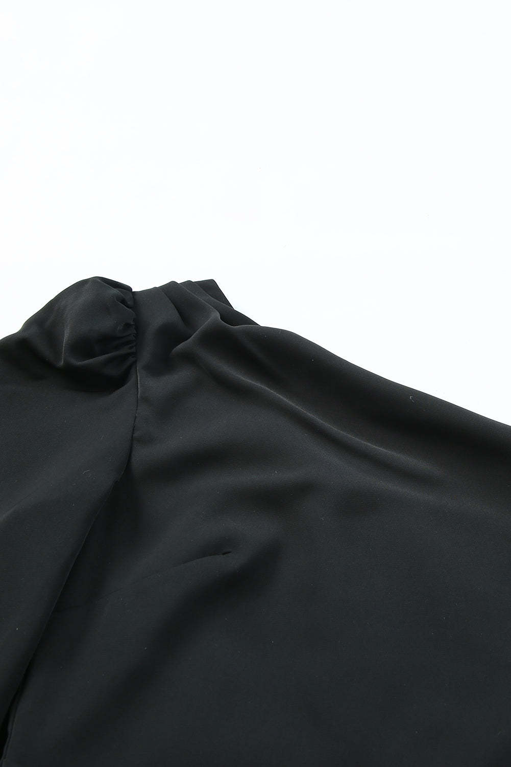 Black Single Short Sleeve Ruched Bodycon Dress-yoyobikini