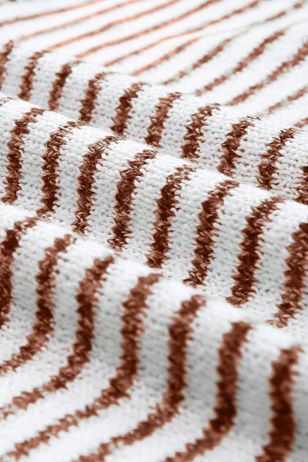 Brown Striped Turtleneck Loose Sweater-yoyobikini
