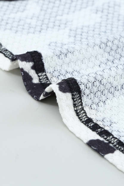 Cow Print U Neck Long Sleeve Top-yoyobikini