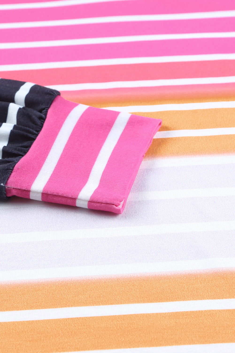 Multicolor Gradient Striped Long Sleeve V-Neck Blouse-yoyobikini