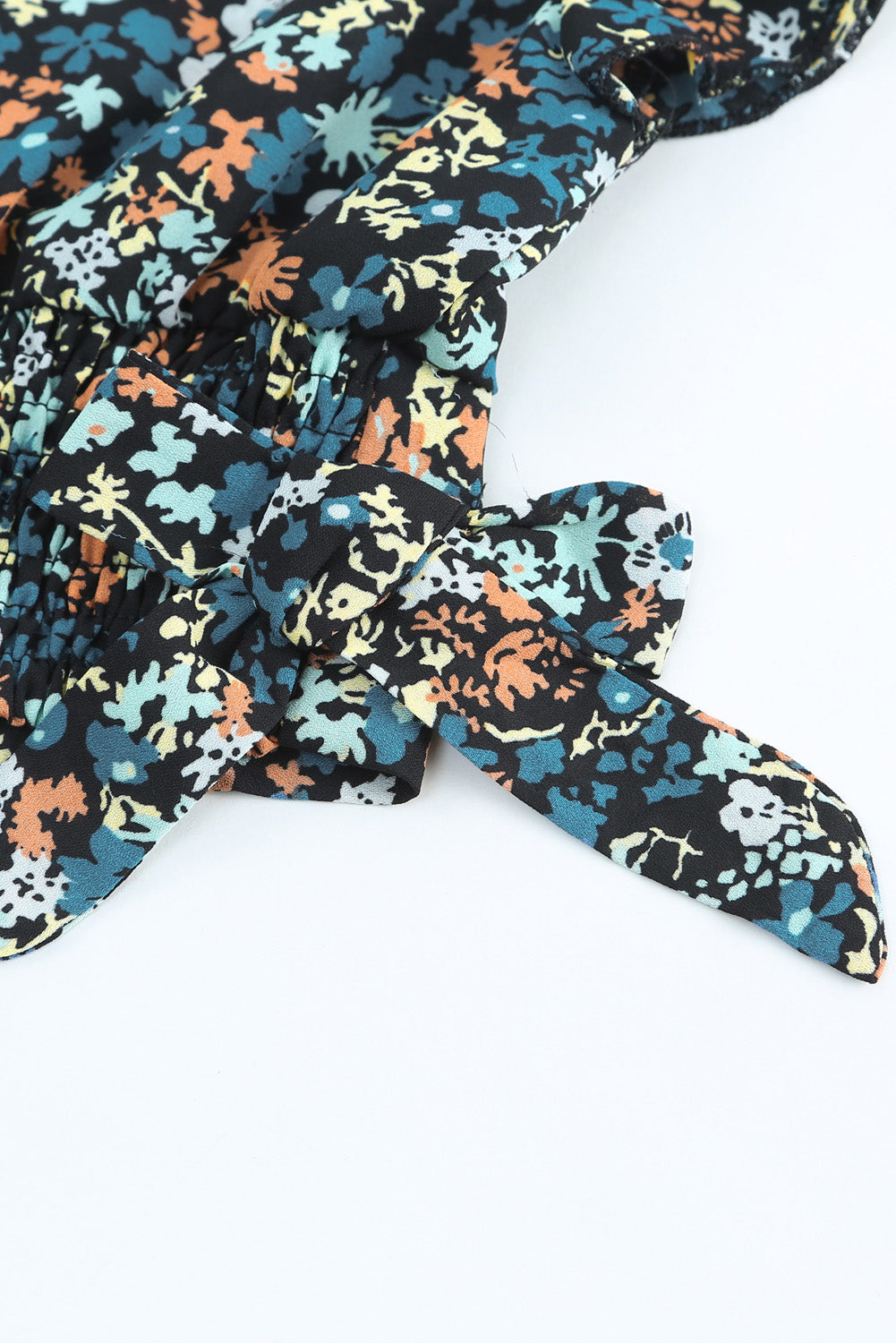 Multicolor Floral Ruffled Crop Top and Maxi Skirt Set-yoyobikini
