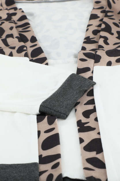 Leopard Block Cardigan with Pockets-yoyobikini