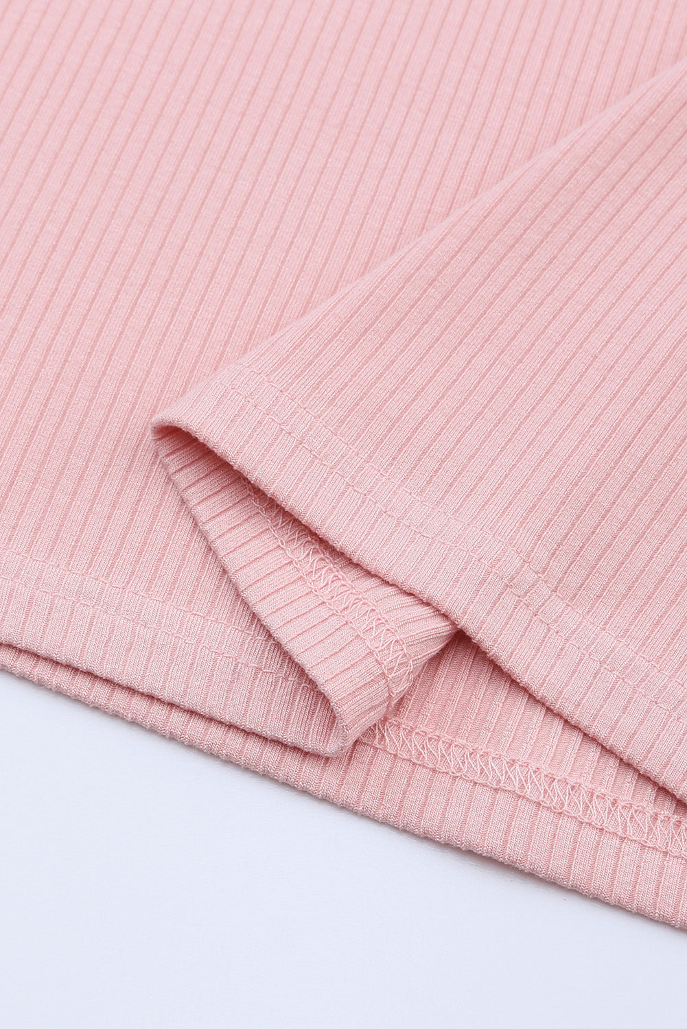 Pink Ruffle Tulle Sleeve Ribbed Knit Bodycon Dress-yoyobikini