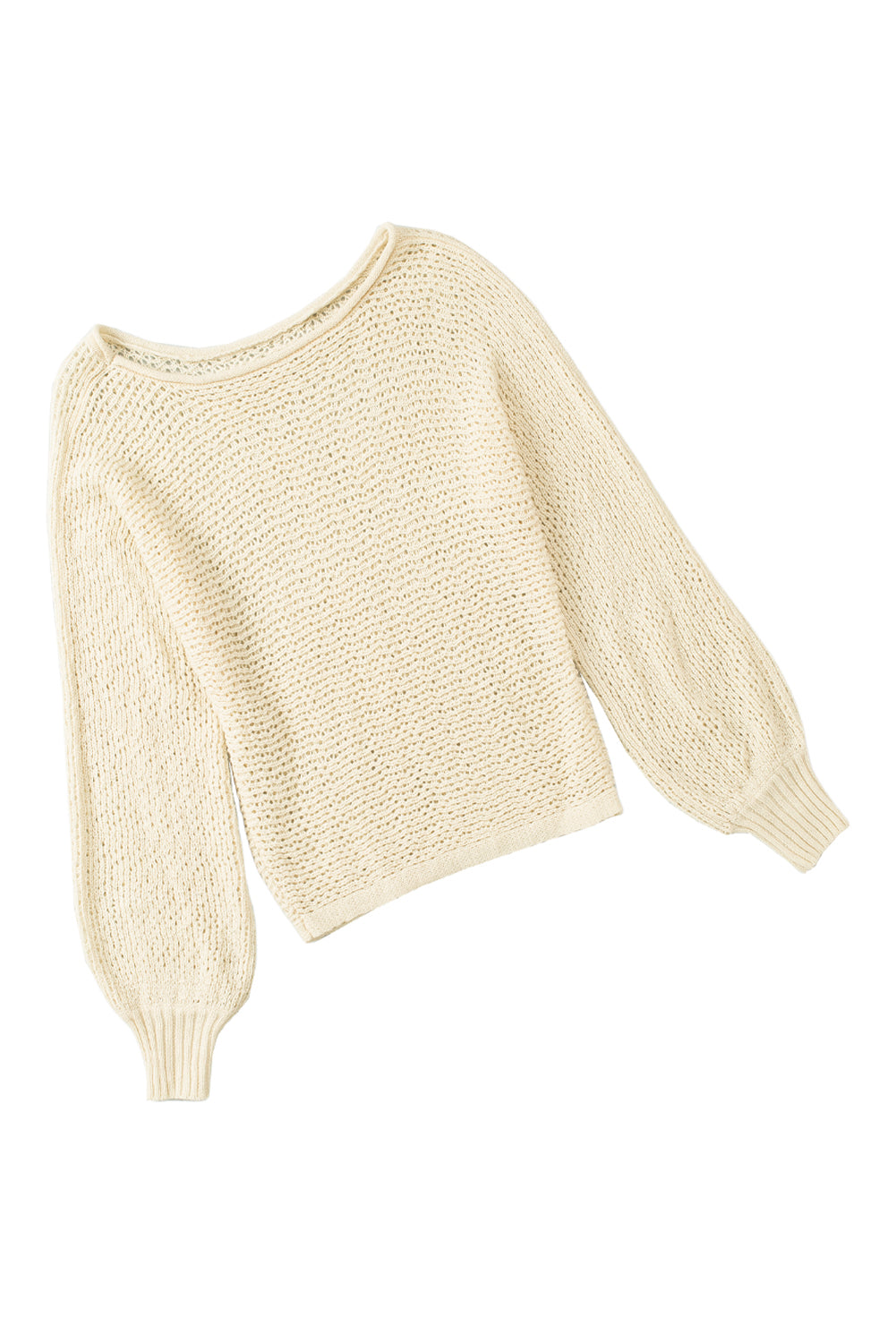 Apricot Sheer Openwork Knit Sweater-yoyobikini