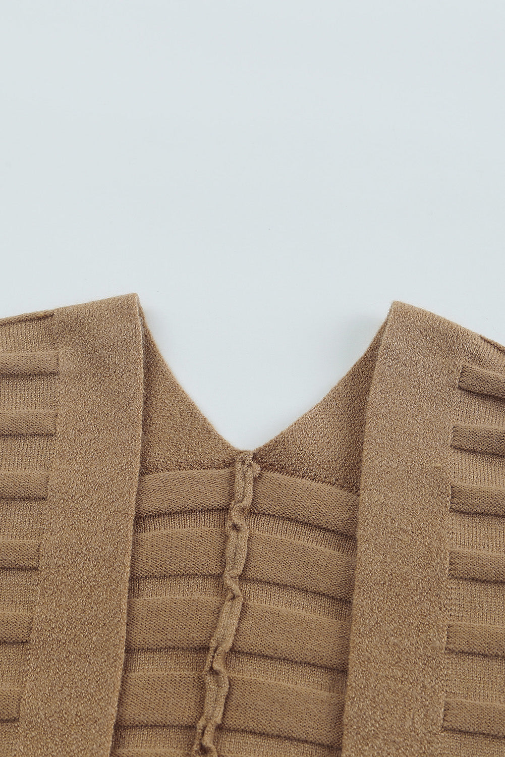 Brown Ribbed Open Front Knit Cardigan-yoyobikini