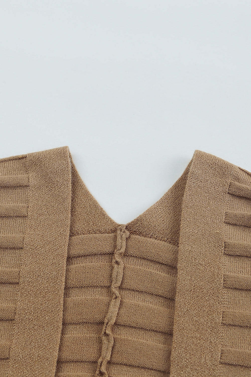 Brown Ribbed Open Front Knit Cardigan-yoyobikini