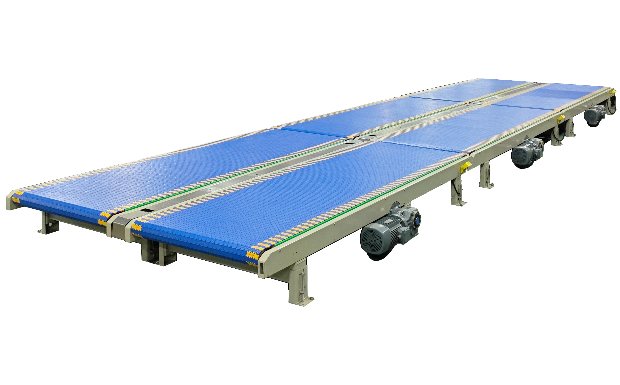 Plastic modular belt conveyor for corrugated cardboard production lines