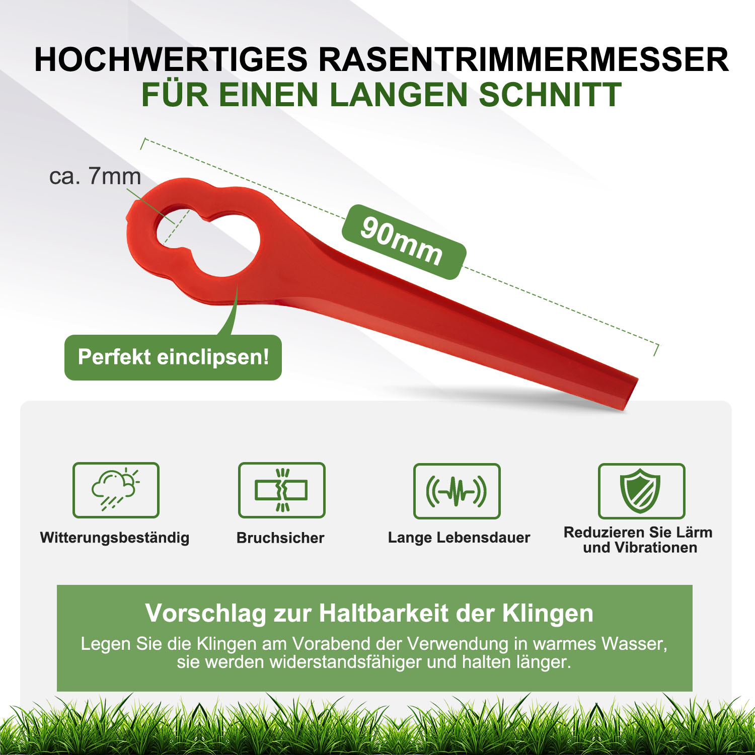 100 Stück Ersatzmesser-Set Kompatibel mit Rasentrimmer BG-CT 18 Li, RG-CT 18 Li, GE-CT 18 Li, GC-RT 18 Li Zubehör, FRT18A FRT18A1 Kunst 46155 FRT20A1