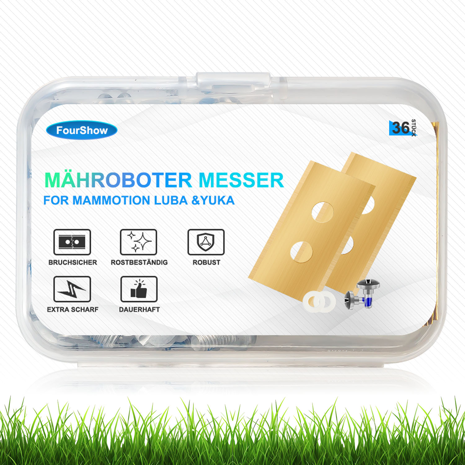 Packung Mit 36 ​​ersatzklingen, Mähroboter Messer Für Allen Mammotion Luba & Yuka, Bruchfest, Rostbeständig, Robust, Extra Scharf, Langlebig, Rasenmäher-Ersatzklingen Mit Unterlegscheiben