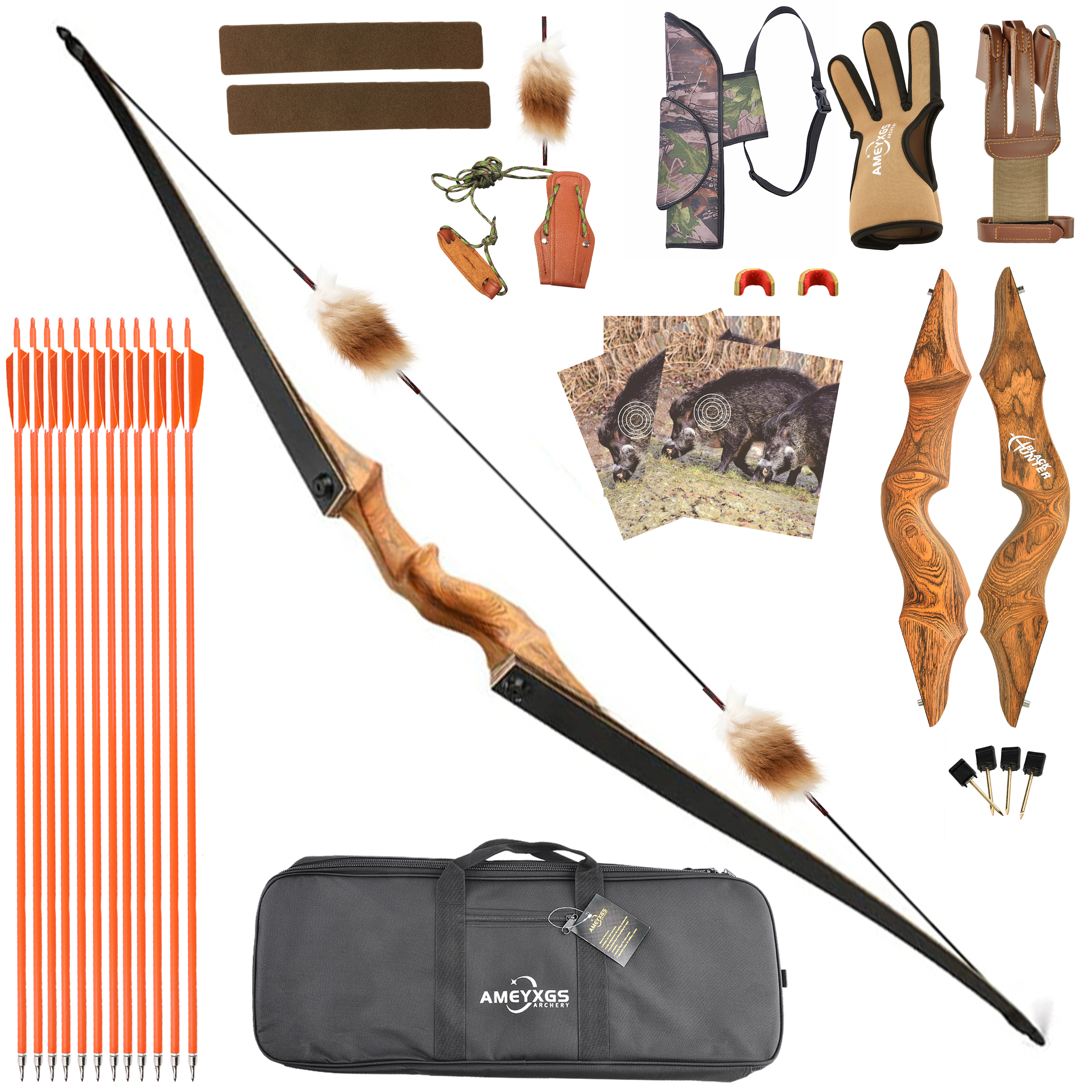 Black Hunter Takedown Longow Complete Archery Set for Beginners