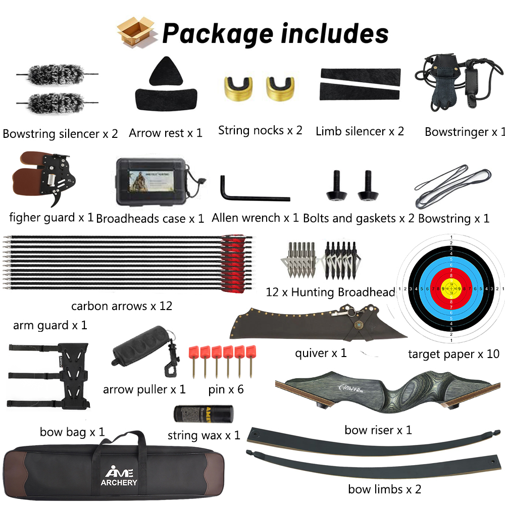 BLACK HUNTER 60" Takedown Traditional Longbow for Adult RH/LH 20-60 lbs