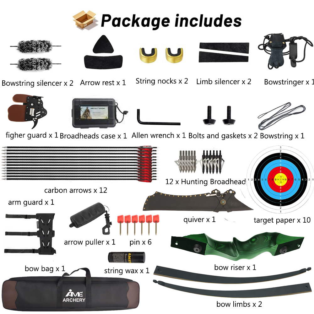 BLACK HUNTER 60" Takedown Traditional Longbow for Adult RH/LH 20-60 lbs