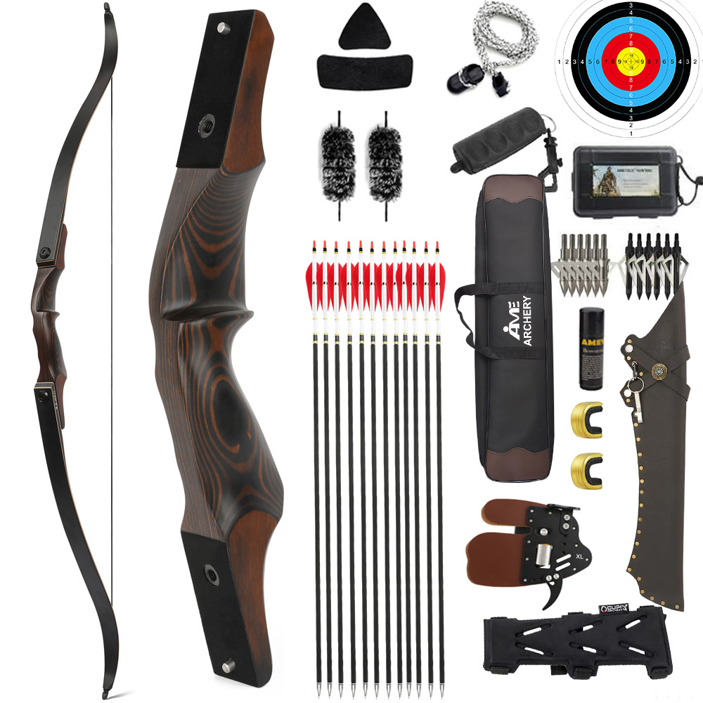 Black Hunter Rebirth 60" Wooden Takedown Recurve Bow Package 25-60 lbs