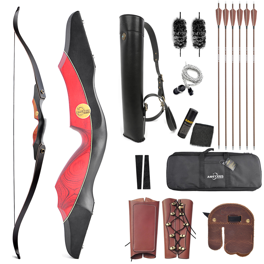 AMEYXGS 60" Wooden Takedown Recurve Bow 25-60# @28"