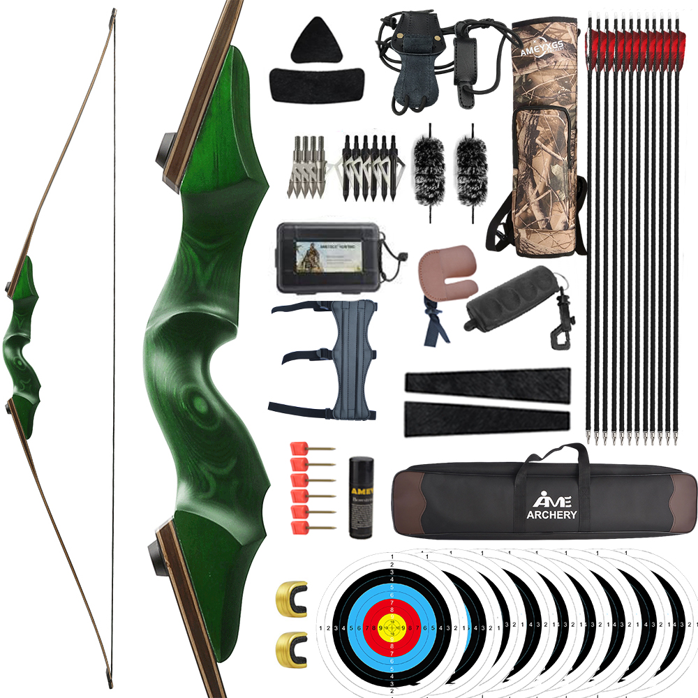 Black Hunter 60" Recurve Bow Kit Takedown Bow 20-60 lbs RH/LH