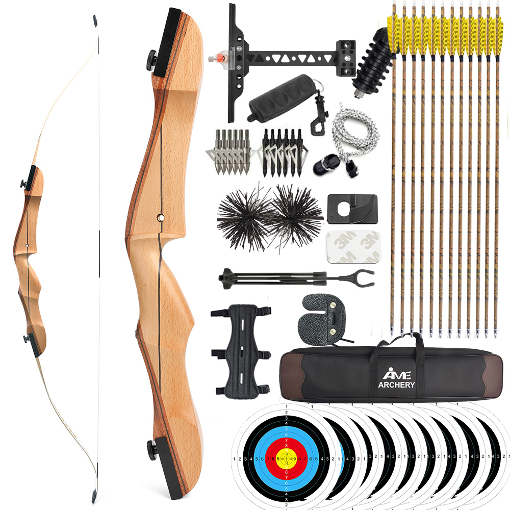 AMEYXGS 66" 68" 70" Wooden Recurve Bow Target 14-40# @28"