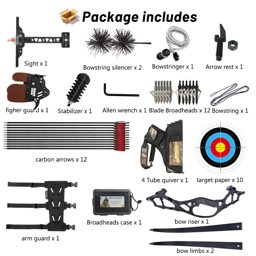 KAIMEI Tiger 62" Hunting Recurve Bow Takedown30-60lbs @28"