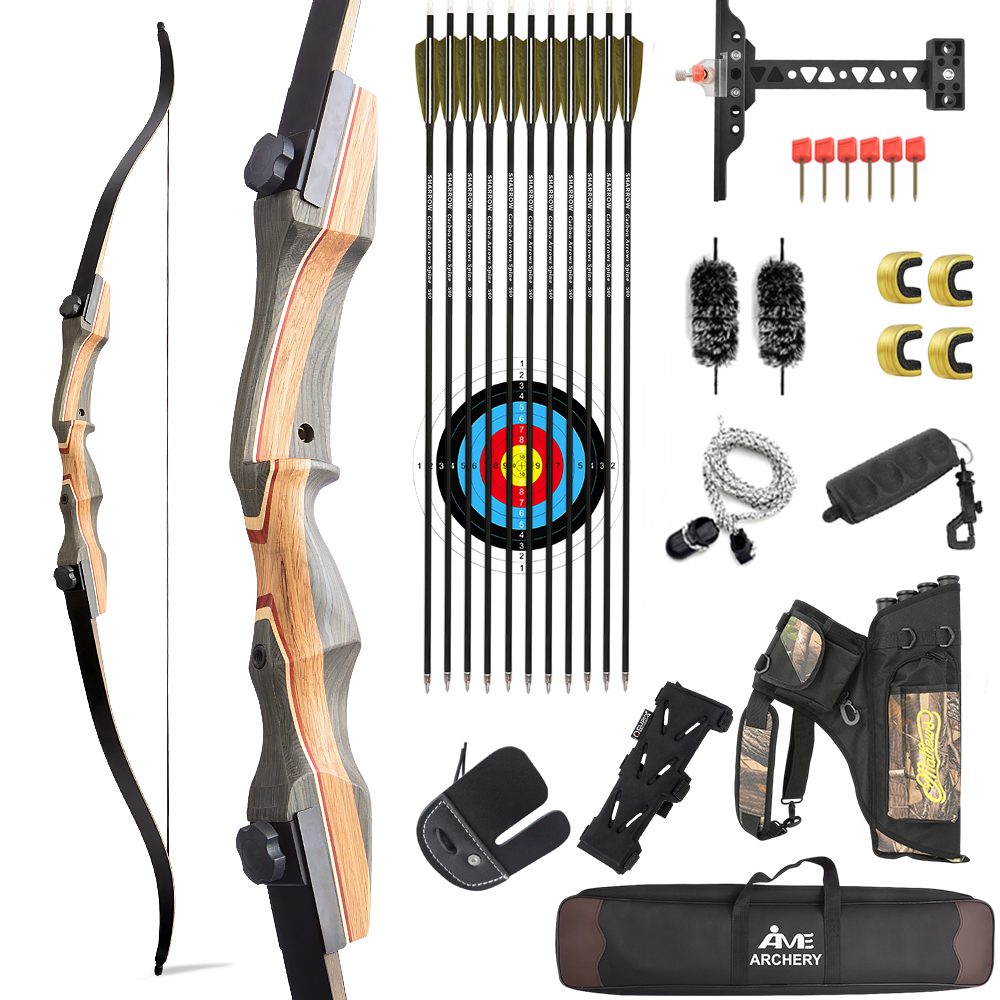 American 62" Wooden Hunting Recurve Bow 30-50# @28" 