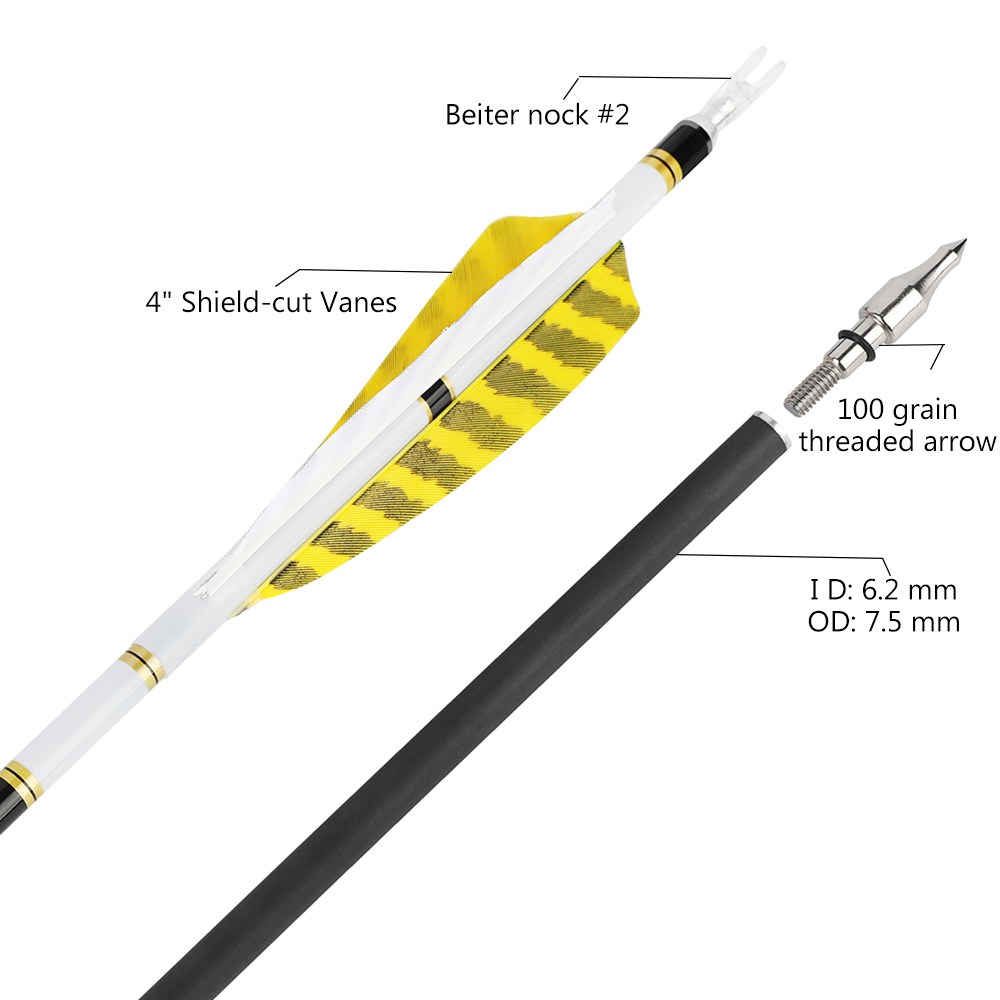 DEER CROSSING Hunting Arrows Spine 300/400/500/600/700/800 (12 Pack)