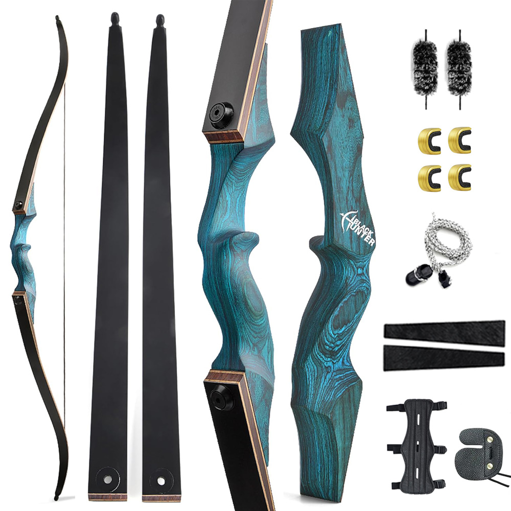 BLACK HUNTER 60" Original Wooden Recurve Bow 25-60 lbs