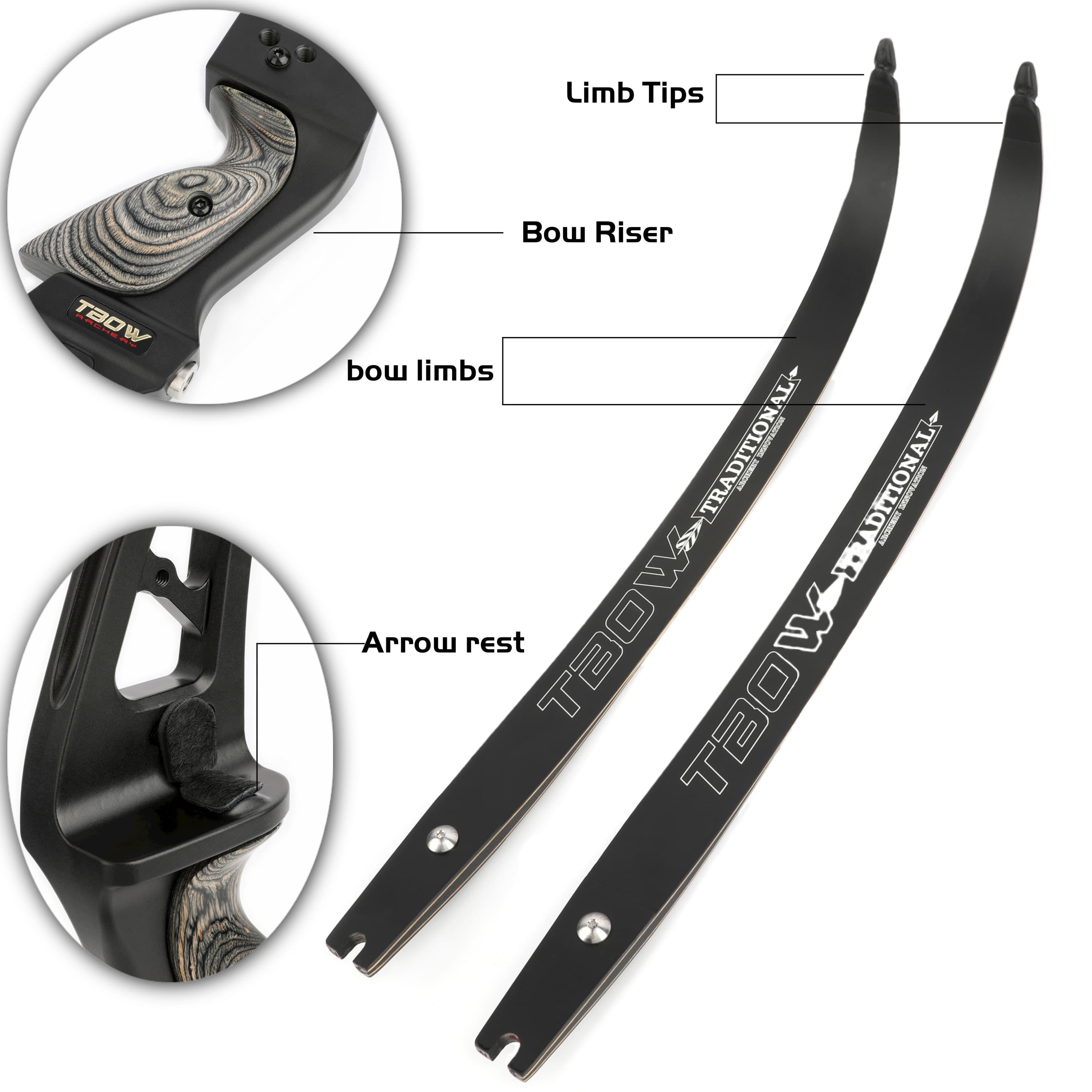 62" Archery Recurve Bow 25-60lbs Longbow RH Hunting